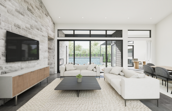 The concept home’s floor plan is filled with natural light from the front courtyard and the backyard. 