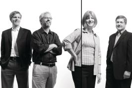 SAN FRANCISCO, CALIFORNIA - SEPT 21, 2009:  BAR Architects principals FROM LEFT Chris Haegglund, David Israel, Paula Krugmeier, and Jeff Goodwin.  Photographed inside their San Francisco office.   PHOTO BY JOHN LEE..