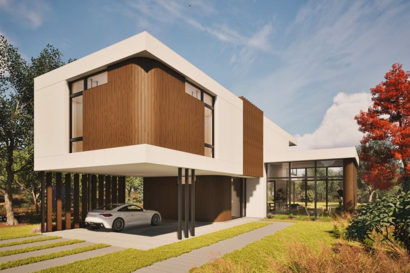 Very modern house plan for a narrow lot